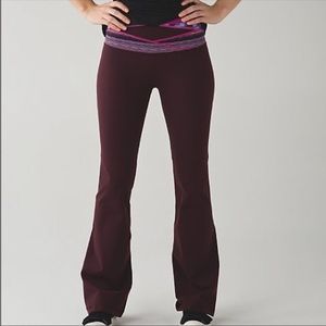 Lululemon Groove Flare Pant Burgundy & Pink Spaced Bordeaux Drama Size 10